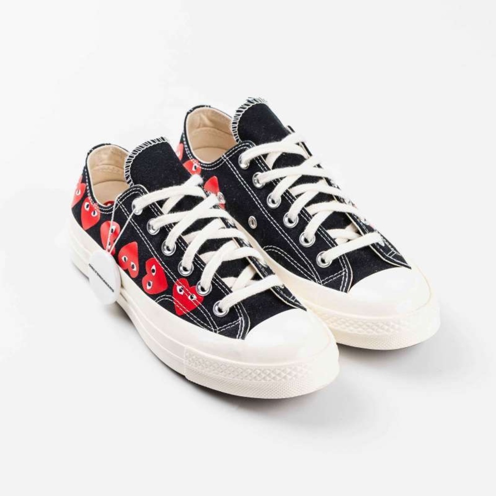 Converse Cômme des Garçons Black and White Sneakers with Red Accents 9 - Picture 2 of 8